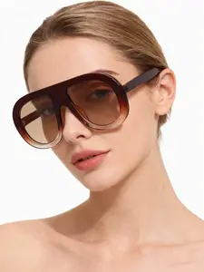 Vintage Large Frame Gradient Sunglasses, Unisex Trendy Face Cover Sun Glasses, Casual Fashion Eyewear for All Seasons, Vintage Ombre Sunglasses