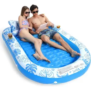 Inflatable Tanning Pool Lounger Float with Cervical Pillow - Pool Floats Adult for Sunbathing, Backyard, Pool Party - Inflate Ball Pit for Babies - Kids Swimming Pool Bed