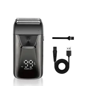 Cordless Electric Rechargeable Shaver, Black Precision Facial Beard and Sideburn Trimmer with Dual Blade, Ideal Father's Day Gift, Convenient Travel Shaving Tool