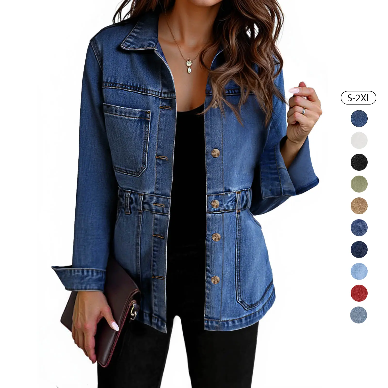 Tankaneo Womens Denim Jacket Distressed Jean Jacket Oversized Shacket | Button Down Front, Side Pockets, Fall And Spring, Trendy Shacket, Durable Cotton