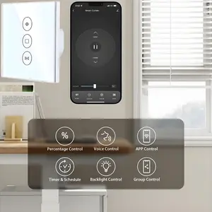 Upgraded Smart WiFi Curtain & Blind Switch, Percent Control Roller Shutter Controller, Voice & App Control with Alexa/Google Home, Wireless Wall-Mounted Smart Switch, Neutral Line Needed for Home Automation