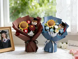 Crocheted doll graduation bouquet, 2026 graduation gift, Handmade crochet flowers for men and women, College graduation souvenir, Personalized gift for graduating students, Cute graduation bouquet, Unique handmade gift for daughter, son, best friend