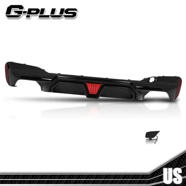 MOTOR GPLUS CS Style Glossy Polypropylene Rear Bumper Diffuser with Red LED Light, Direct Clip-On Installation, Excellent Fitment for BMW G30 M Sport M5 2017-23, Never Been Used Auto Exterior Replacement Part, No