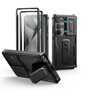 Dexnor for Samsung Galaxy S25 Ultra/S25 Plus/S25/S25 Edge Case with Built-in Slide Camera Cover & Screen Protector & Kickstand, Heavy-Duty Shockproof Rugged Case Full-Body Bumper Cover