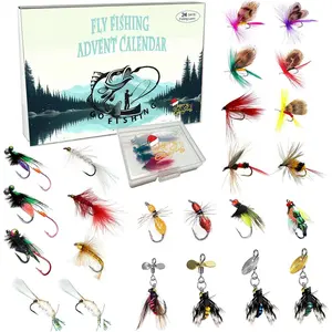 Fly Fishing Advent Calendar 2025 for Adult Teen Boys, 24 Days Advent Calendar Fishing Christmas Countdown Fly Fisherman Gifts, Flies for Fly Fishing Accessories, Fishing Lure Enthusiasts with Fly Box