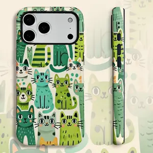 Cute Cat Print 2-in-1 Phone Case - Shockproof and Stylish Protection, compatible with iPhone 17/16/15/14/13/12/11 Pro Max/Plus/Pro, Samsung Galaxy S25/S24/S23 Ultra series. A perfect birthday gift for friends, especially for couples.