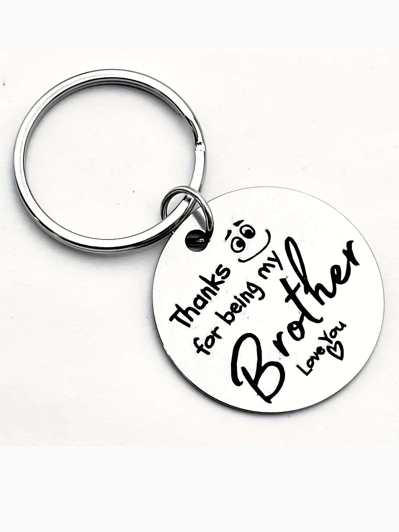 Stainless Steel Brother Keychain, Keyrings for keys, "Thanks for Being My Brother" Design, Gift for Siblings, Minimalist Accessory, Perfect for Birthdays, Holidays, and Parties, Simple Brother Design, Durable Keychain