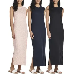 Real Essentials Women's 3-Pack Sleeveless Long Tank Maxi Dress - Fit, Outdoor Womenswear Clothing, Summer Casual, with Pockets (Plus Size Available)