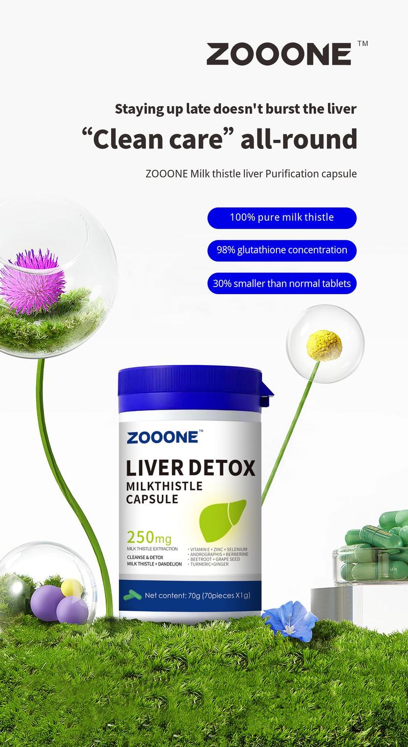 ZOOONE Liver Cleanse Detox Support Supplement- Aid Gallbladder Care Formula Capsules & Natural Milk Thistle Dandelion Supplements