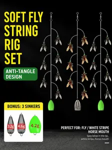 Fly String Hook Lures for Freshwater – Pungent Scent Infused Artificial Fly Baits, Suspending Lifelike Insect Rigs with Built-In Stinky Attractant, Durable Soft Trout & Perch Fishing Lures
