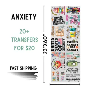 Anxiety | Dollar Deals DTF Transfer Gang Sheet For Graphic Tees