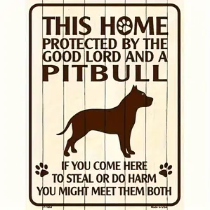 Pit Bull Guardian Metal Sign For Home And Outdoor Decor With Easy Installation And Durable Design