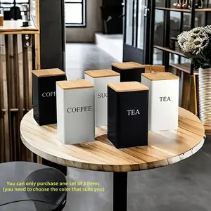 Set of 3 Premium Iron Tea Canisters, Airtight Coffee Bean Storage Jars, Sealed Nut & Tea Containers, Durable Kitchen Organization