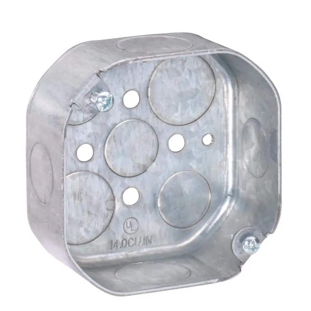 212 MAIN Compact Metal Octagon Junction Box, 14 Cubic Inch Capacity, 0.59 lbs, Wall Mount with Cover Screws for Ceiling Fans & Lighting Fixtures (Sailing Water Sports Use)