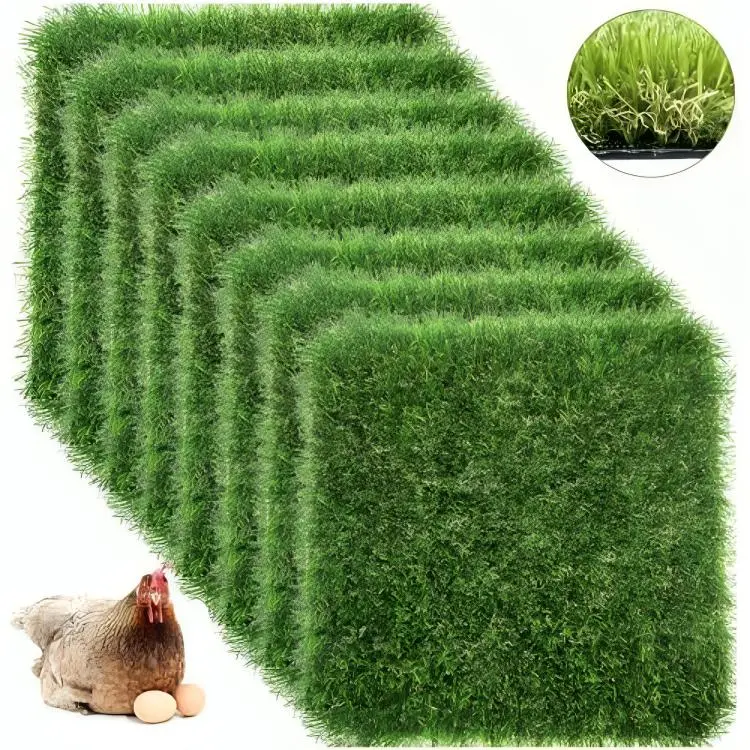 12 Pcs Washable Chicken Nesting Box Pads – 12x12 Artificial Grass Liners for Hens, Reusable Nesting Box Bedding for Coop, Indoor/Outdoor Use