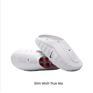 White Mule Slides, Red Cushioning Massage Outsole, Perforated Upper, Pre-Game Recovery Tech Slides