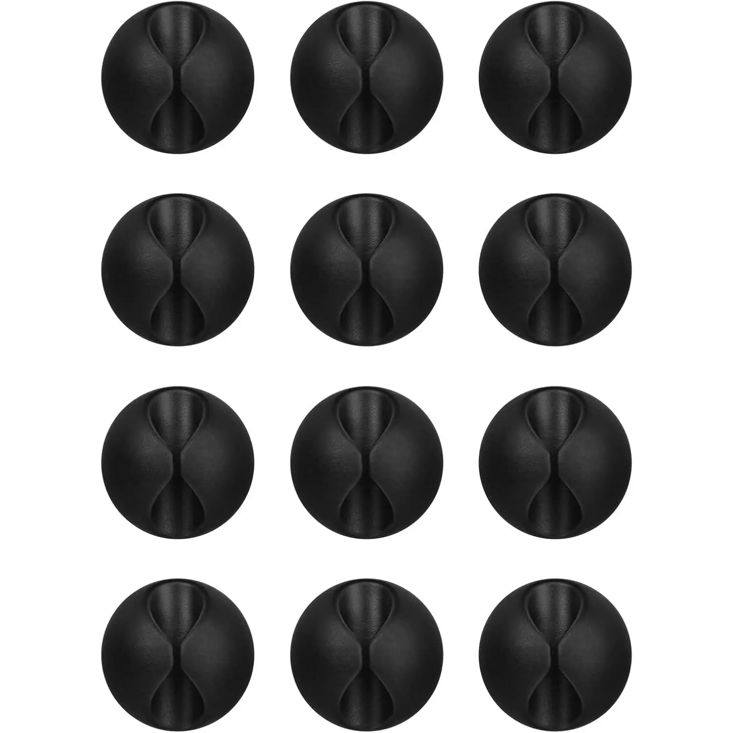 12 PCS Black Adhesive Cable Clips Cord Organizer for Wire Management | Residue-Free Strong Adhesive, No-Drill Install, For Charger Headphone Cords, Home Office Desk Car Nightstand, Wire Organizer