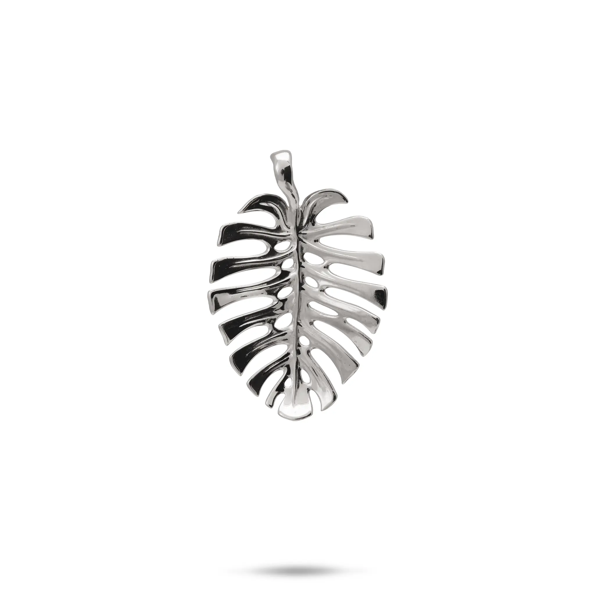 Monstera Pendant in White Gold - 20mm