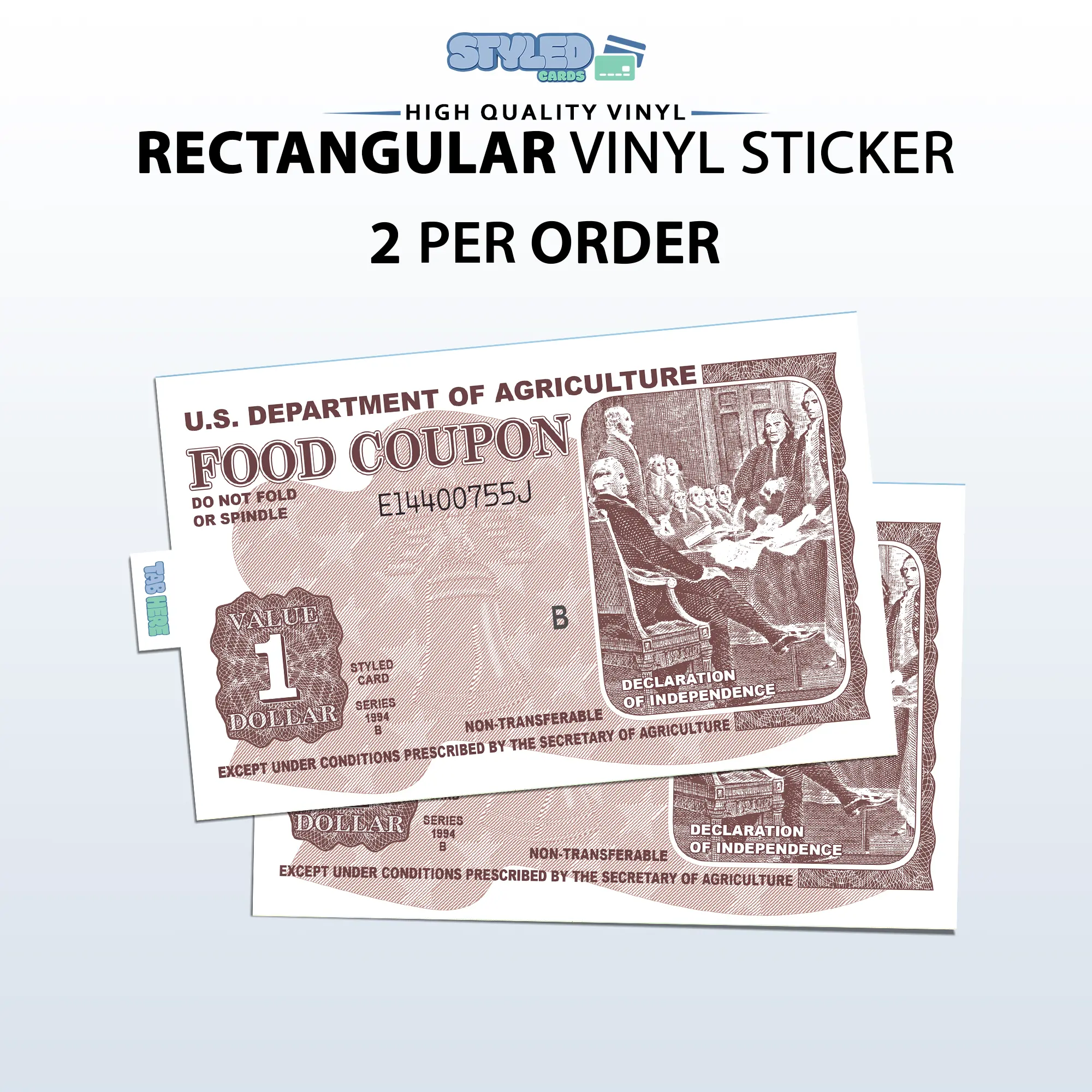 1 food stamp coupon rectangular vinyl sticker