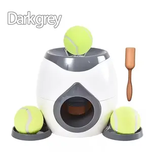 Dog Ball Thrower And Feeder 2-In-1  New Model Tennis Ball Interactive Edition Non-Electric Toy/Outdoor Training Wonder Dual-Ball Configuration Ideal for Interactive Play And Training Indoors Or Outdoors, Without Battery