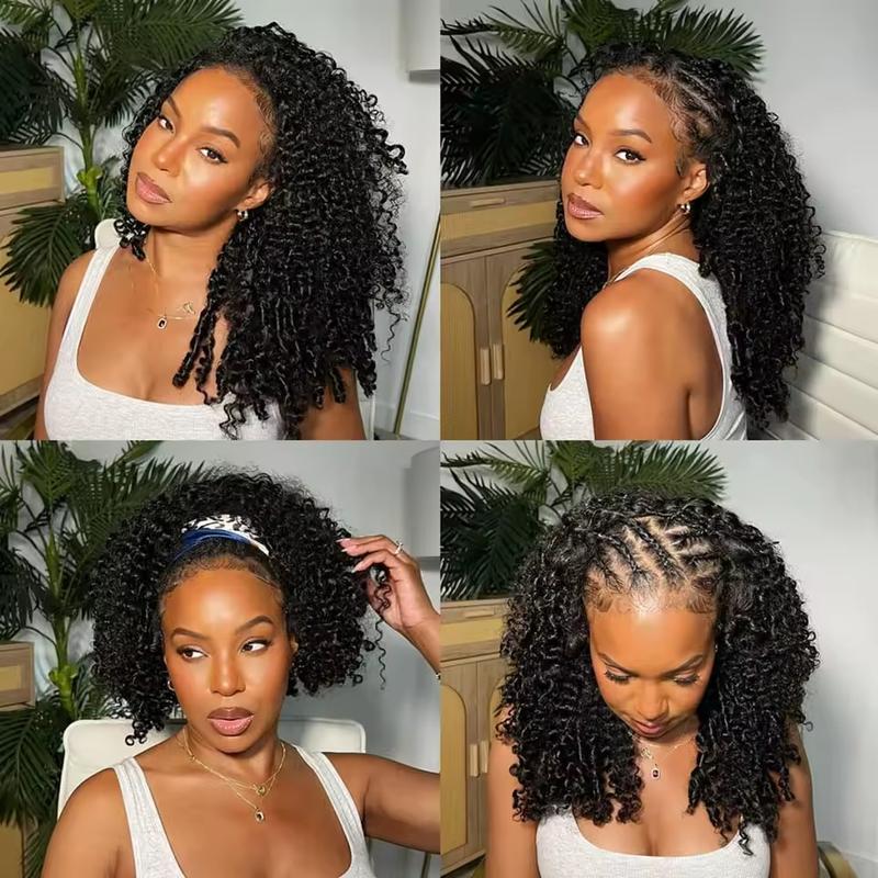 Half Wig Human Hair Burmese Curly Glueless Wig Human Hair Ready to Wear Kinky Curly 3 IN 1 Half Wig With Drawstring 180% Curly Half Wig