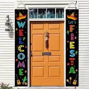 Mexican Door Sign Banner Pair, Polyester Material, Ideal for Cinco De Mayo Party Decorations, Festival & Home Gathering Supplies, Yard Sign Banner