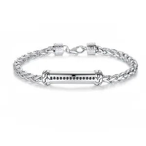 FANCIME Men's Wheat Link Sterling Silver Bracelet, Bracelet for Boyfriend