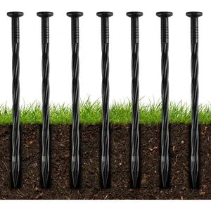 100 count 8-Inch Plastic Landscape Edging Spikes, Spiral Anchoring Nails for Weed Barrier, Paver Edging, Landscape Edging, Artificial Turf, Grass Pathways, and More
