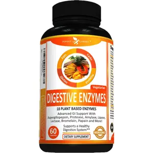 Digestive Enzymes Supplement – 18 Plant Based Enzymes with Bromelain, Protease, Amylase, Lipase & Lactase, Pre-Meal Digestive Support, 60 Capsules