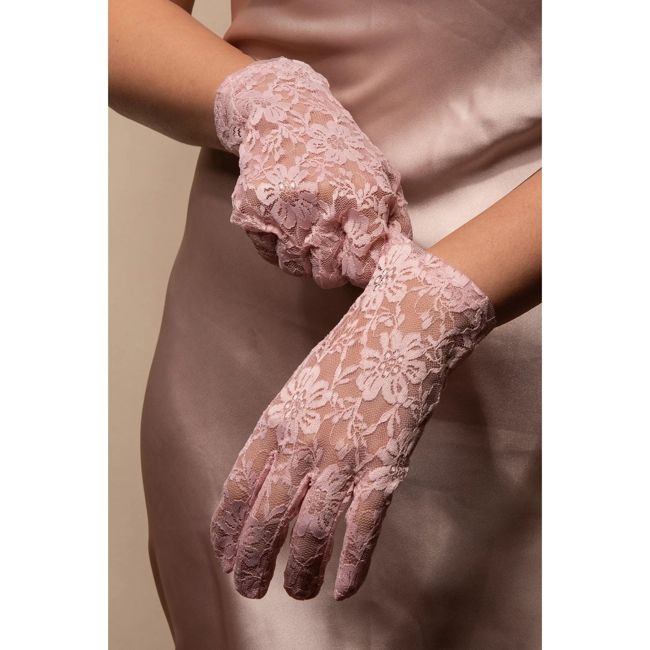 SP Sophia Collection Elegant Floral Wrist-Length Laced Gloves, Bridal Wedding Fashion Accessory