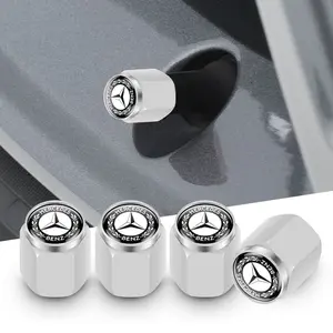 5pcs Aluminum Alloy Car Wheel Tire Valve Caps, Car Accessories Dustproof Stem Covers for Mercedes Benz A-Class W177 B-Class W247 C-Class W205 Cls-Class 2015-2020