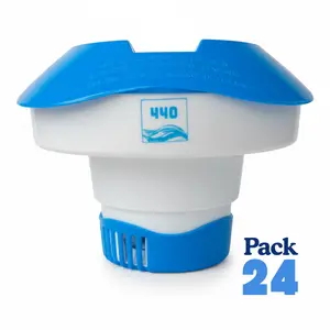 440 Pool Chlorine Floater Dispenser with Adjustable Flow Control for Small & Medium Pools Heavy-Duty Plastic Fits 03 3-Inch Tabs Pack of 24