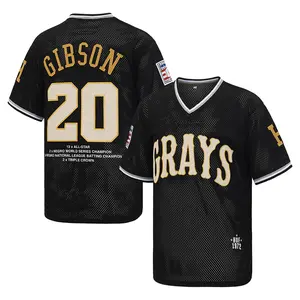 Josh Gibson #20 Grays Embroidered V-Neck Pullover black Baseball Jersey Negro League Fan Apparel Unisex