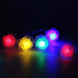 HOLIDAY DECORATION FESTIVEFABLES CHROMATIC GLOWING ROSES FLOWER STRING LIGHT - BATTERY POWERED