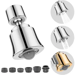 Metal Faucet Aerator - Dual Modes Sink Sprayer Attachment for Bathroom - 360? Swivel Kitchen Sink Aerator - Faucet  Replacement with 55/64'' Female Thread - Anti-clogging Design - Chrome