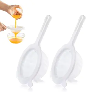 2PCS Sturdy Kitchen Plastic Fine Mesh Strainer Set - Reusable Nylon Ultra Strainers with Handle (120+200Mesh) for Juice, Coffee, Hanging Kitchen Accessories