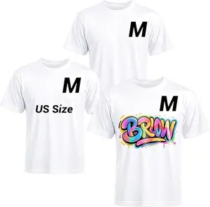 Joyclub 3 PCS White Polyester T Shirts Bulk Sublimation Blanks Unisex Wholesale Crew Neck Short Sleeve for Heat Transfer DIY