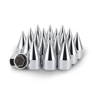 4-1/4" x 33mm Push-On Chrome Spike Lug Nut Covers – ABS Plastic Caps for Semi-Trucks & Trailers