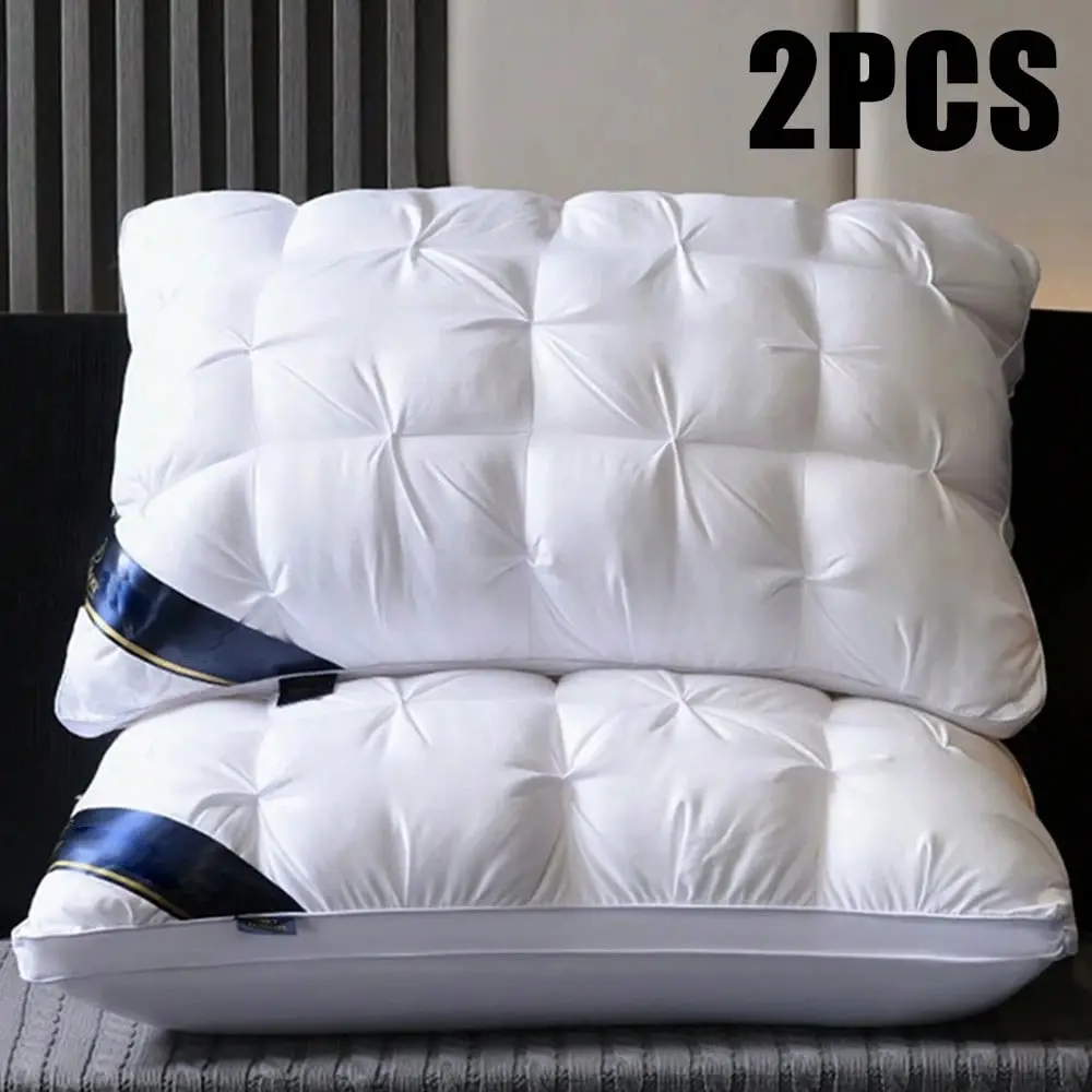 2pcs Queen Size Luxury Hotel-Quality Polyester Bed Pillows - Cloud-Like Hypoallergenic Fill, High Resilience, Breathable Cooling, All-Season, Ideal for Side Sleepers & Neck Care, Vacuum-Packed for Easy Shipping, Cozy Bed Setup Essential for Cooling Sleep