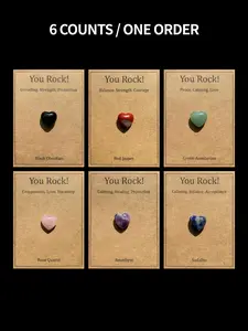 Heart Shaped Natural Crystal Stone, 6 Pcs/set Mini Natural Stone Ornament, Jewelry Accessories for Women & Men, Gift for Friend