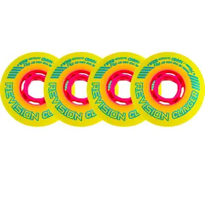 Revision Roller Hockey Wheels Outdoor 76mm Clinger 82A Yellow 4-Pack