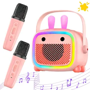 Mini Karaoke Machine Speaker for Kids Adults,Portable Bluetooth with 2 Wireless Microphones,Christmas Birthday Gifts Toys Girls Boys Ages 4, 5, 6,7, 8,9,10,11,12+ Years Old Toddler