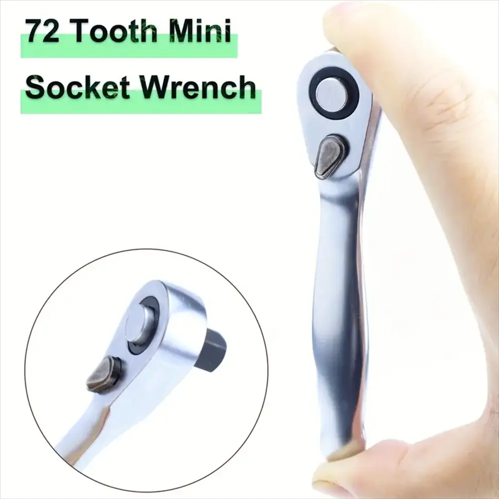 1 piece 2-in-1 mini Multifunctional Ratchet Wrench screwdriver, equipped with a 72 tooth quick wrench and a durable mini socket wrench - a quick and effortless tool, portable design suitable for small spaces (silver)