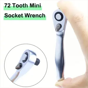 1 piece 2-in-1 mini Multifunctional Ratchet Wrench screwdriver, equipped with a 72 tooth quick wrench and a durable mini socket wrench - a quick and effortless tool, portable design suitable for small spaces (silver)