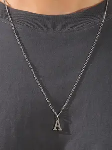 1 Piece Letter Detail Pendant Necklace for Men, Casual All-match Jewelry for Boys Gift, Male Classic Fashion Accessories, Initial Letter Necklace