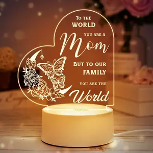 Heart-Shaped Acrylic LED Night Light - Mom-Focused Home Decor, Valentine's Day Bedroom Gift