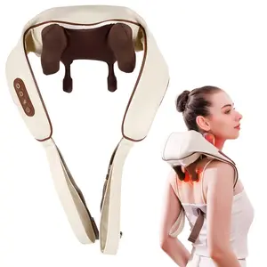 3D Deep Tissue Neck and Shoulder Massager with Heat, Cordless Electric Shiatsu Back Massager for Trapezius Relief, Portable Hands-Free Massage Wrap