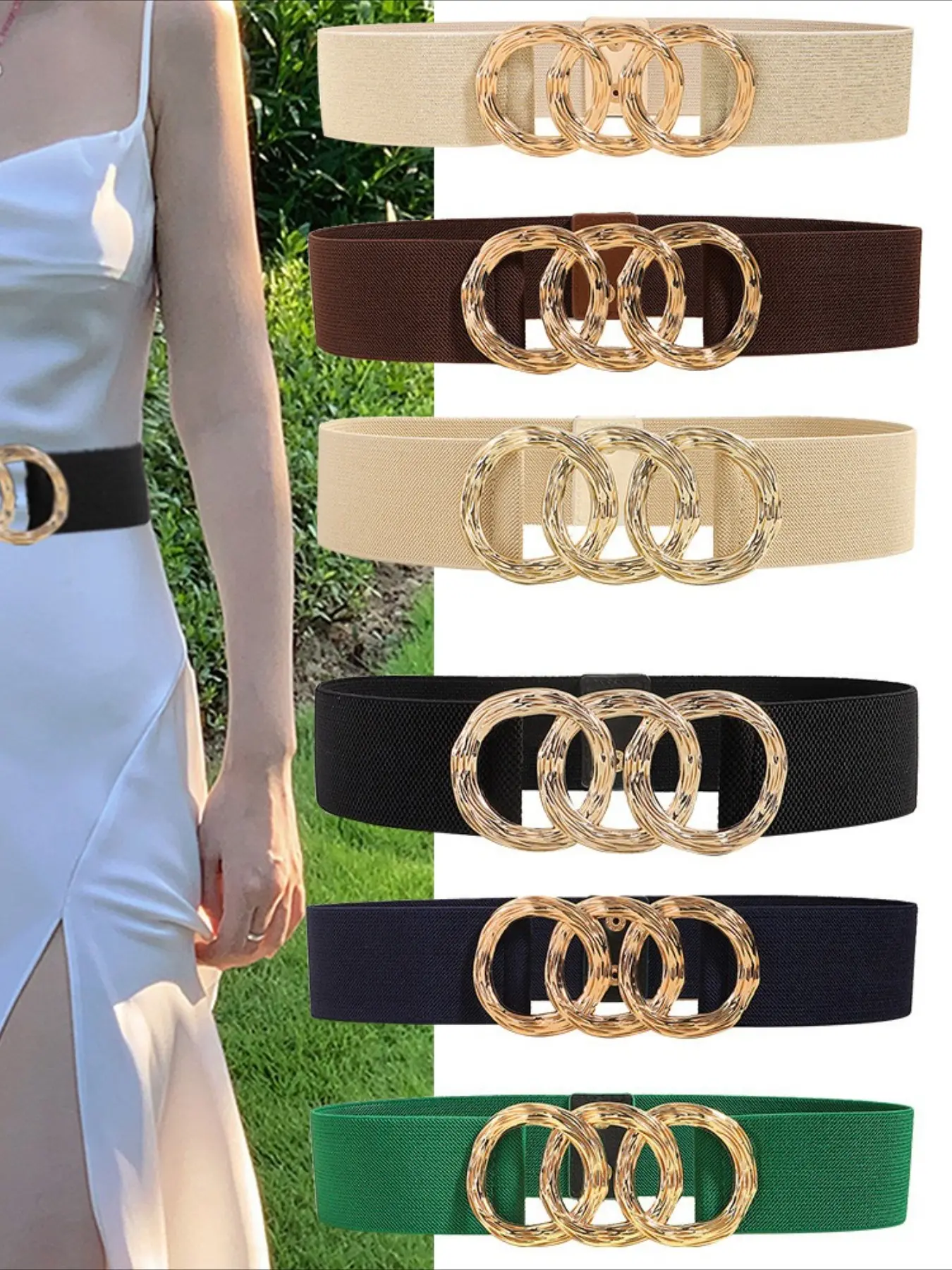 Fashionable new women's belt premium belt Fashion Belts Casual Dress Belt Belts for Dresses women's versatile letter circle waist closure elastic high stretch LR1730