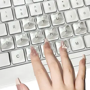 Transparent Glass Long  Keyboard Caps - 80 Raised   Keyboard Stickers, -Safe Typing Bubbles, Clear PC/Laptop/Desktop/Calculator Key Covers