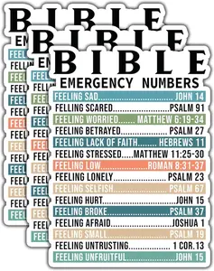 (3pcs) Bible Emergency Numbers Sticker Christian Bible Verse Jesus Vinyl Decal Motivation Inspirational Stickers for Tumbler Books Laptops Phone Water Bottles Kindles Car -2.1x3